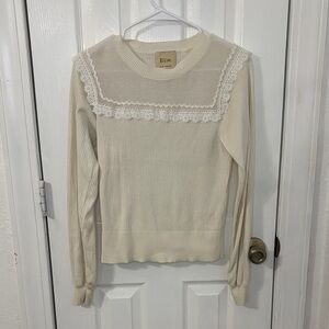 Elie Tahari Cream Lace Detail Top